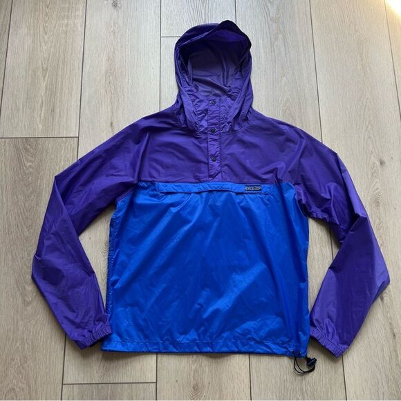 Patagonia Vintage 80s Two Tone Windbreaker Jacket Blue Purple 1/4 Zip Size Small - Picture 8 of 13